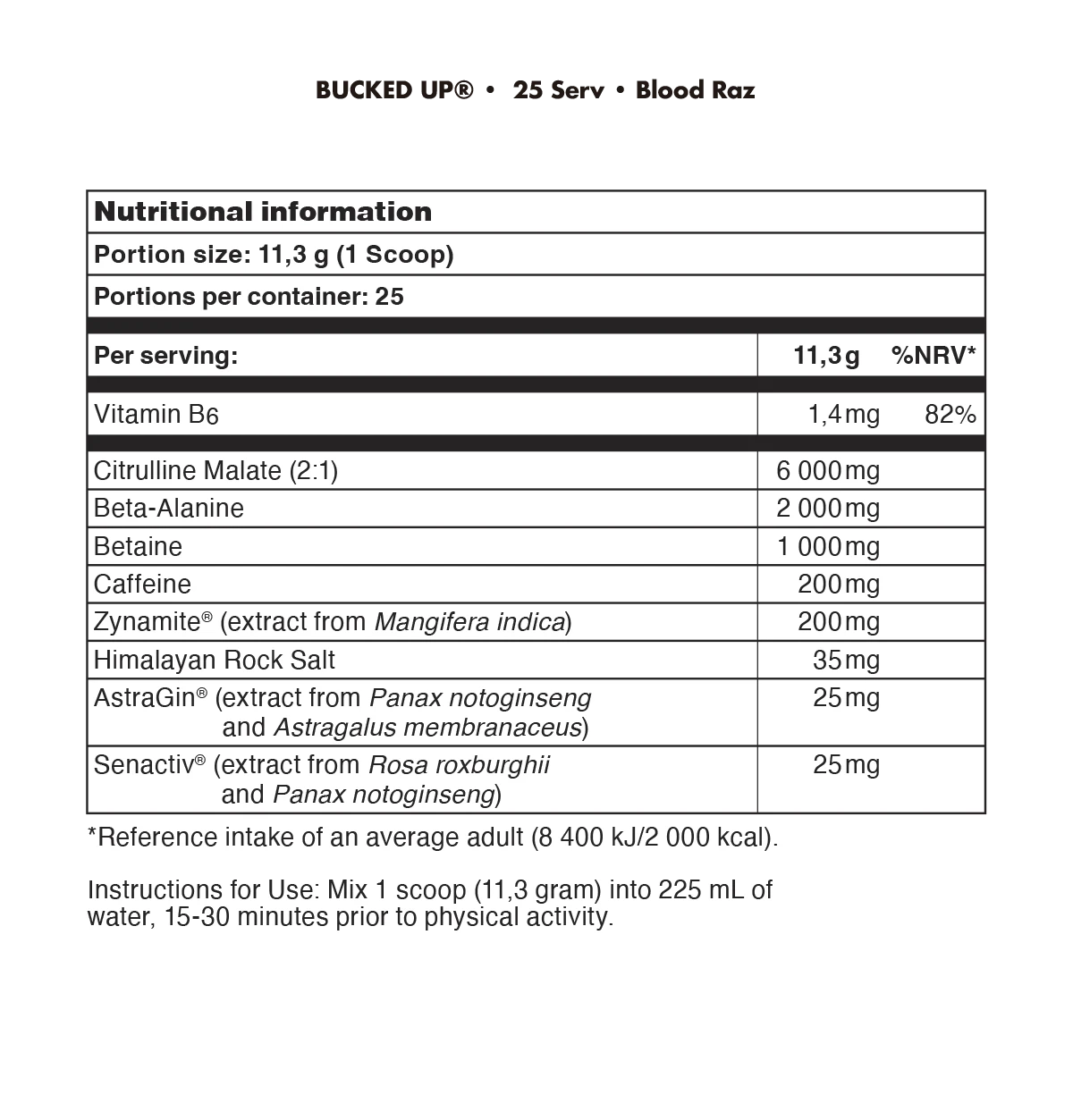 EU Bucked Up PreWorkout 25 Serving Bucked Up UK
